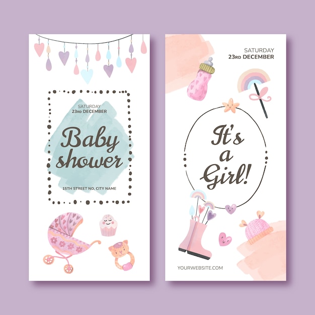 Modello di banner verticale baby shower disegnato a mano