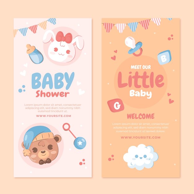 hand drawn baby shower vertical banner