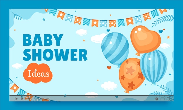 Vettore gratuito miniatura youtube baby shower disegnata a mano