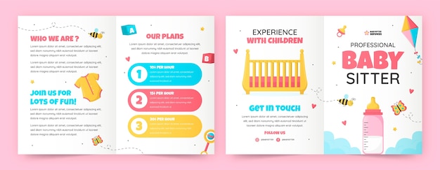 Free vector hand drawn babysitting brochure