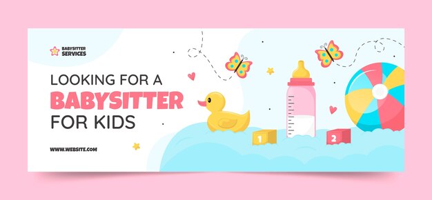 Hand drawn babysitting  facebook cover template