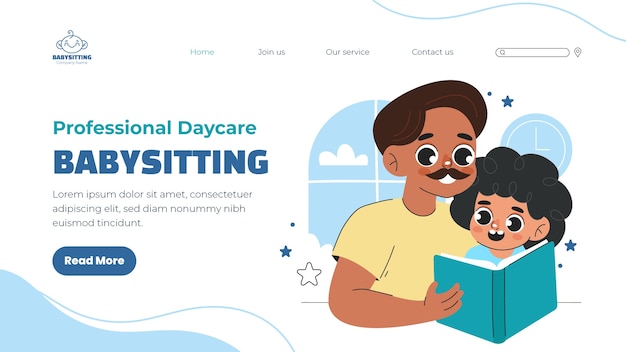 Hand drawn babysitting job landing page