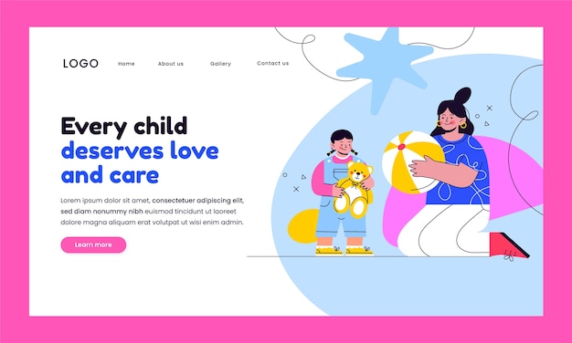 Hand drawn babysitting job landing page