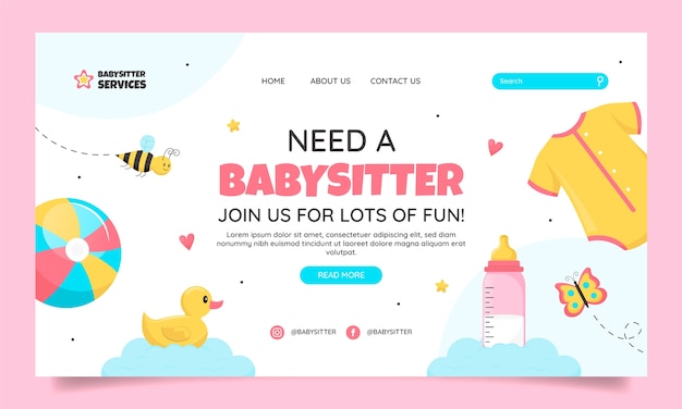 Free vector hand drawn babysitting landing page