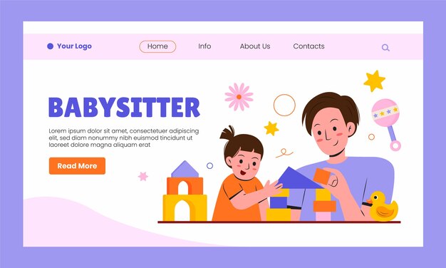 Free vector hand drawn babysitting landing page