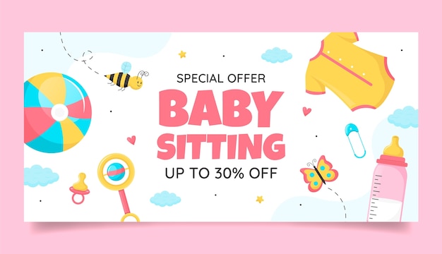 Free vector hand drawn babysitting   sale banner