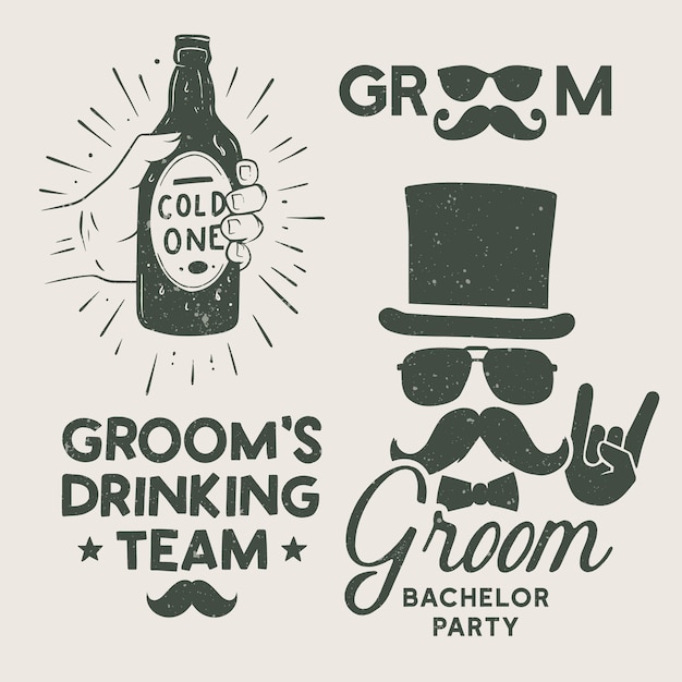 Free vector hand drawn bachelor party text illustration