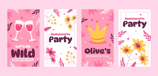 Hand drawn bachelorette party instagram stories template