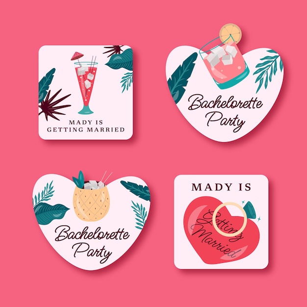 Hand drawn bachelorette party labels