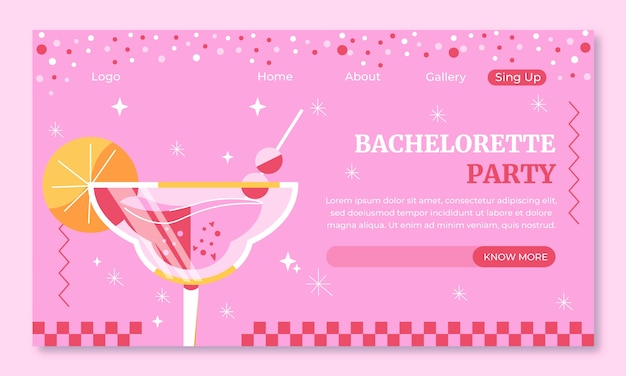 Hand drawn bachelorette party landing page template