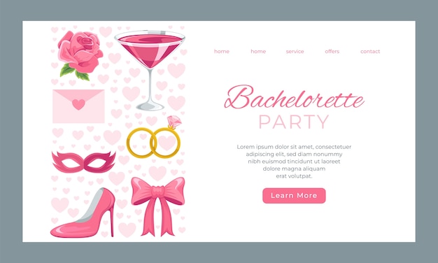 Free vector hand drawn bachelorette party landing page template