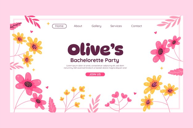 Hand drawn bachelorette party landing page template