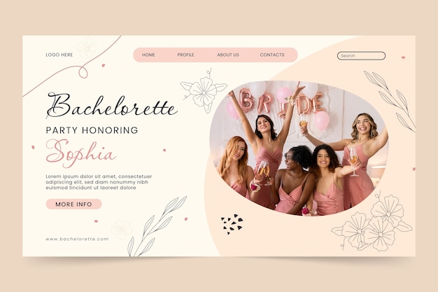 Free vector hand drawn bachelorette party landing page