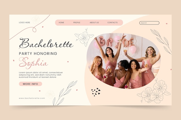 Hand drawn bachelorette party landing page