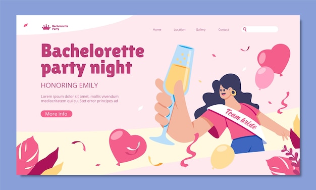 Free vector hand drawn bachelorette party landing page