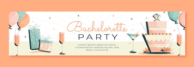 Free vector hand drawn bachelorette party twitch banner template