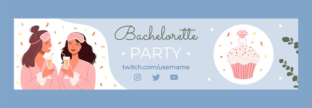 Free vector hand drawn bachelorette party twitch banner