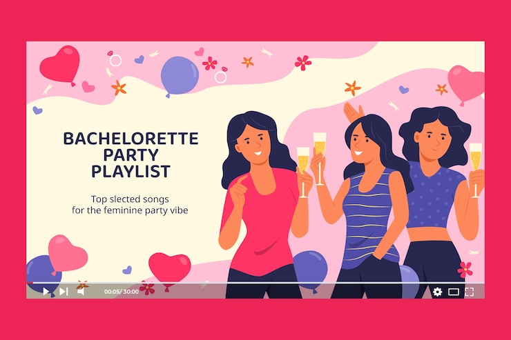 Free Vector hand drawn bachelorette party youtube thumbnail