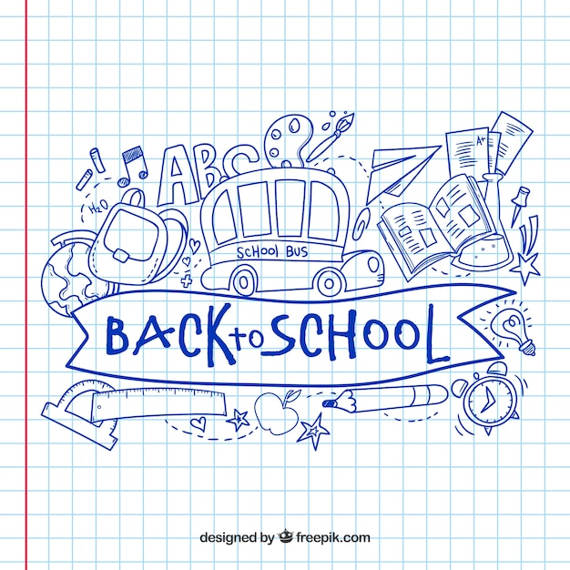 Hand drawn back to school background on paper