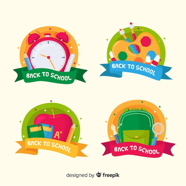 Free vector hand drawn back to school badge collection