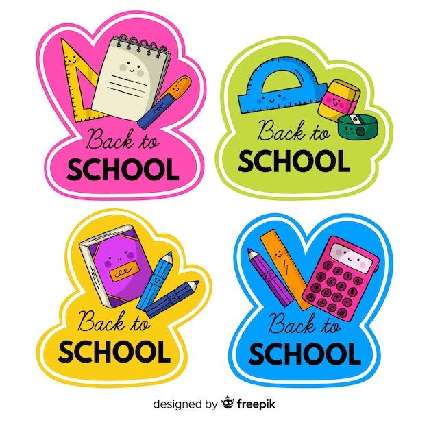 Hand drawn back to school badge collection