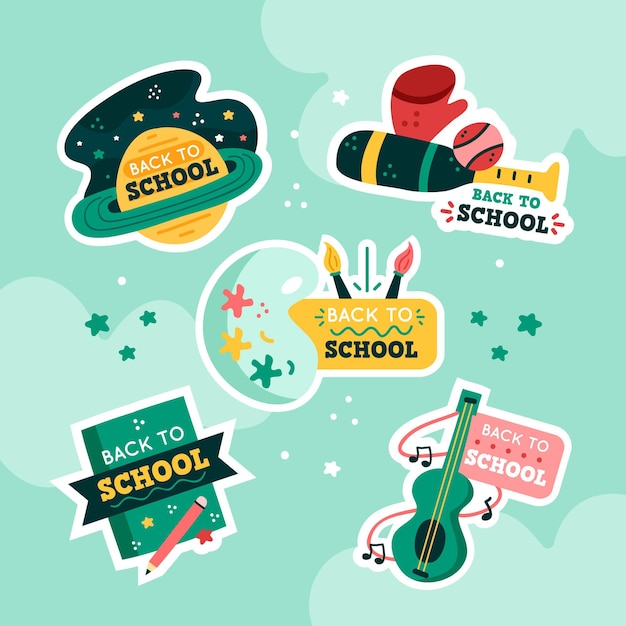 Hand drawn back to school badges collection