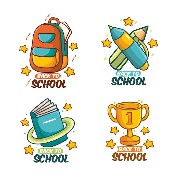 Free vector hand drawn back to school badges