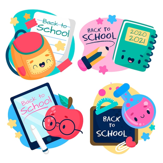 Free vector hand drawn back to school badges