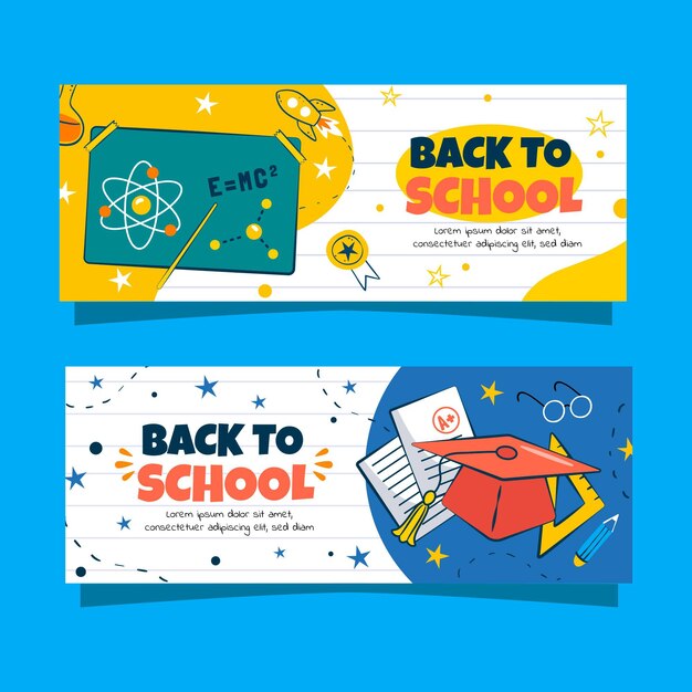 Hand drawn back to school banners set
