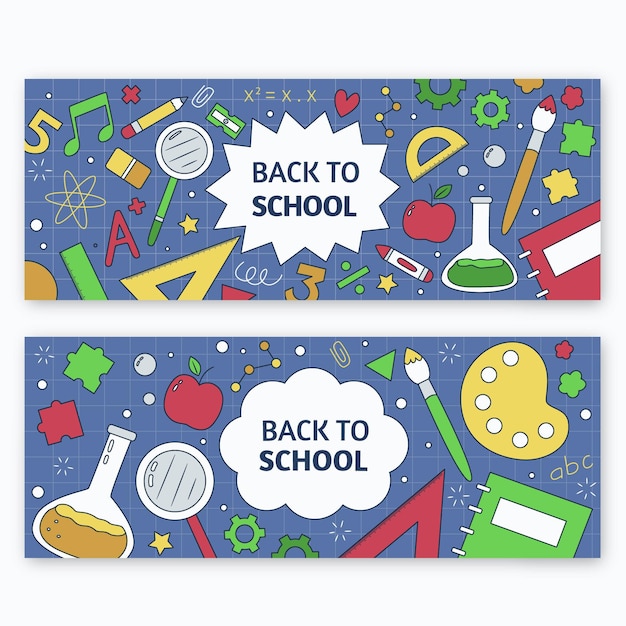 Free vector hand drawn back to school banners template