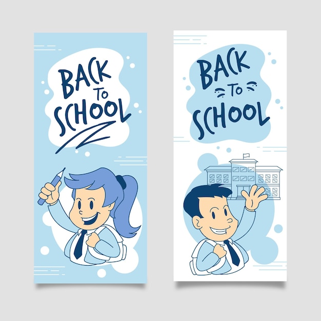 Hand drawn back to school banners template