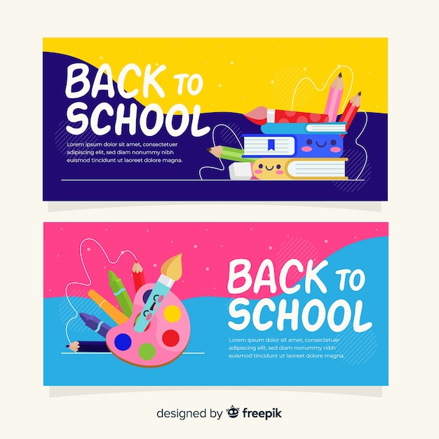 Hand drawn back to school banners