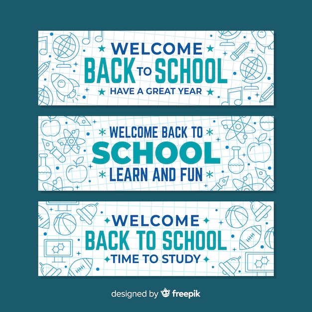 Hand drawn back to school banners