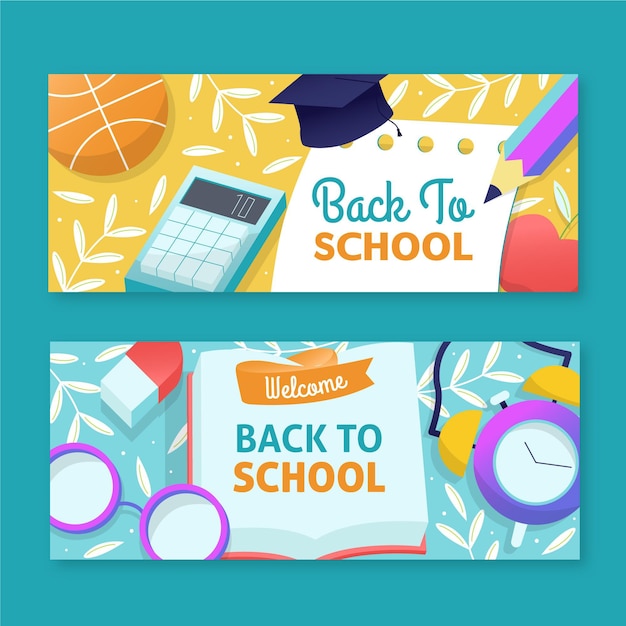 Free vector hand drawn back to school banners