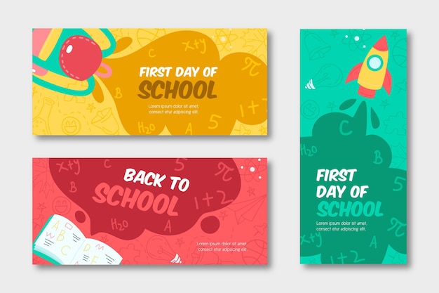 Free vector hand drawn back to school banners