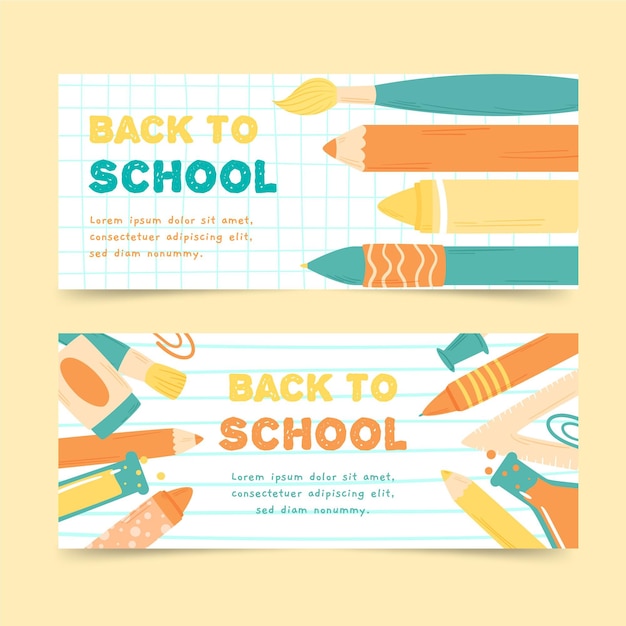 Free vector hand drawn back to school banners