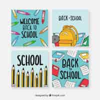 Free vector hand drawn back to school card collection