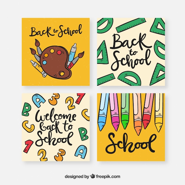 Hand drawn back to school card collection