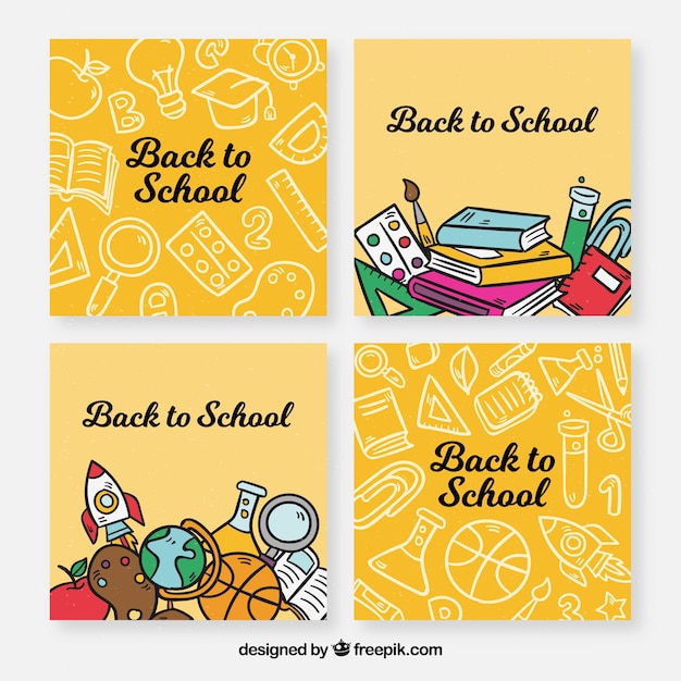 Free vector hand drawn back to school card collection