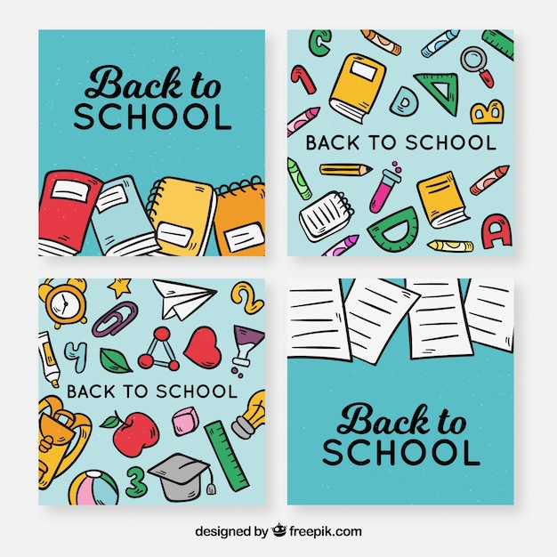 Free vector hand drawn back to school card collection