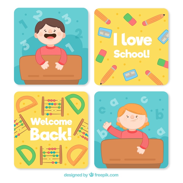 Hand drawn back to school card collection