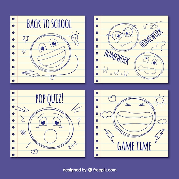 Free vector hand drawn back to school card collection