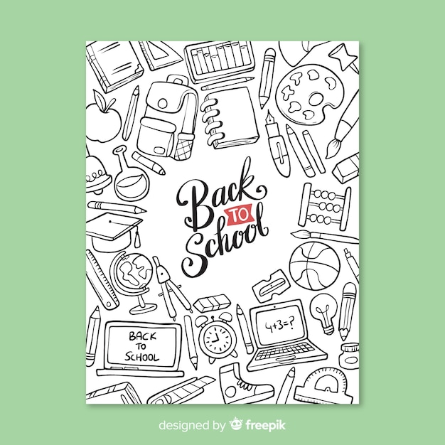 Hand drawn back to school card template