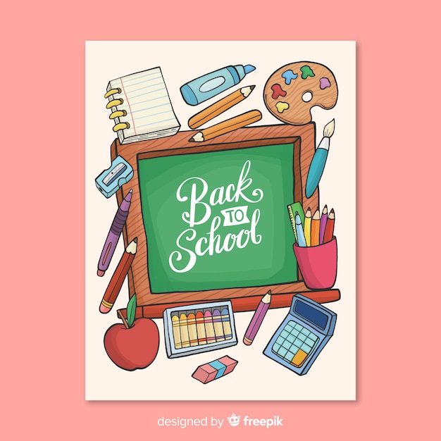 Hand drawn back to school card template