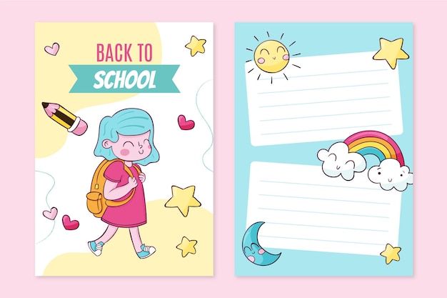 Hand drawn back to school card template