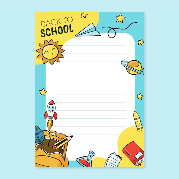 Hand drawn back to school card template