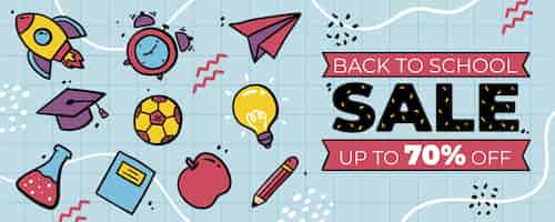 Free vector hand drawn back to school horizontal banner template