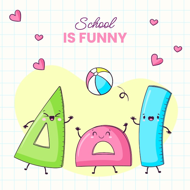 Free Vector hand drawn back to school illustration with school supplies