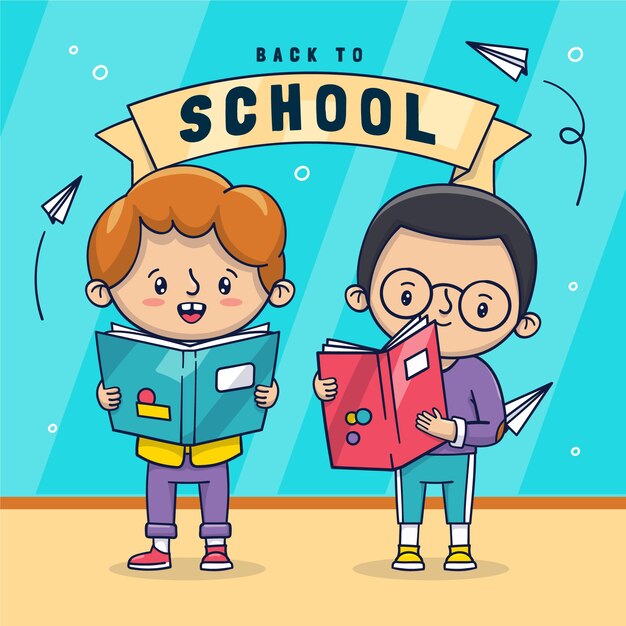 손으로 그린 다시 학교 그림