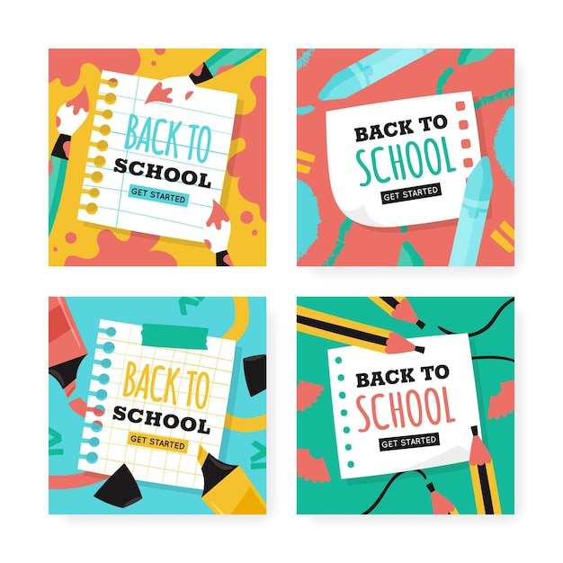 Hand drawn back to school instagram posts collection